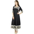 thumbnail image 1 of Bimba Women Black Long Flaired Anarkali Kurti Rayon Kurta Indian Ethnic Formal Blouse, 1 of 5