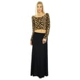 thumbnail image 1 of Bimba Women Black Long Skirt with 2 Slits Stretch Spandex Fabric Bohemian Style, 1 of 6