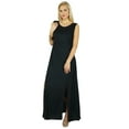 thumbnail image 1 of Bimba Women Black Maxi Dress Beaded Neck Sleeveless Gown & Front Slits, 1 of 5