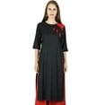thumbnail image 1 of Bimba Women Black Rayon Kurta Kurti 3/4 Sleeve Formal Casual Indian Tunic Blouse, 1 of 6
