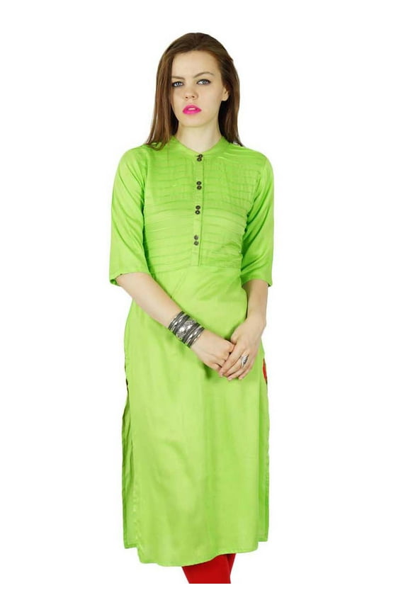 Women Black Rayon custom Kurta Kurti short Sleeve Summer Tunic Long Top Blouse Indian Clothing