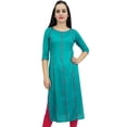 thumbnail image 1 of Bimba Women Black Short custom Kurta Kurti 3/4 Sleeve Formal Indian Top Blouse, 1 of 7