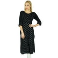thumbnail image 1 of Bimba Women Black Straight custom Kurti Indian Ethnic 3/4 Sleeve Rayon Kurta Blouse, 1 of 1