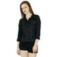 thumbnail image 1 of Bimba Women Black custom Shirt Casual Top 3/4 Sleeve Formal Button Down Blouse, 1 of 1