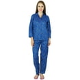 thumbnail image 1 of Bimba Women Blue Cotton Night Wear Printed Pajama Set Full Sleeve Shirt with Pyjamas, 1 of 1