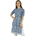 thumbnail image 1 of Bimba Women Blue Cotton Tunic Ethinc Summer Kurta Kurti Casual Day Blouse, 1 of 5