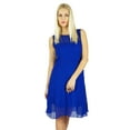 thumbnail image 1 of Bimba Women Blue Georgette Shift Dress Sheer Georgette Above Knee Party Dress, 1 of 6