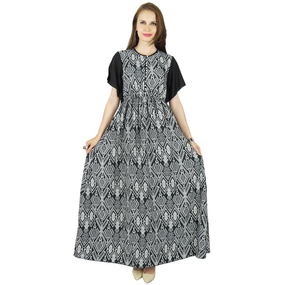 Bimba Women Boho Gothic Style Long Maxi Dress Frilled Kimono Sleeves- Elastic Waist