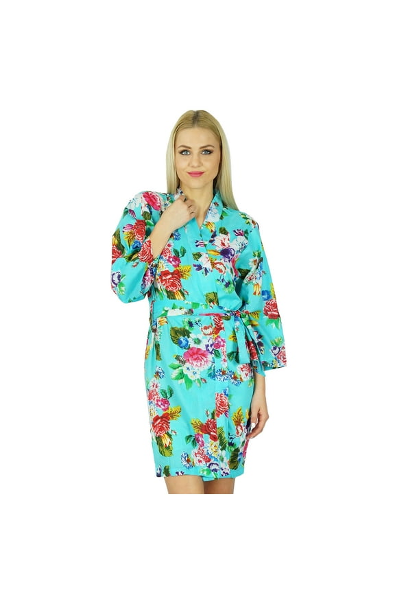 Women Bridesmaid Robe Floral Short Cotton Getting Ready Robes