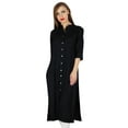 thumbnail image 1 of Bimba Women Button Down Black Rayon Kurta Kurti Formal Tunic Blouse 3/4 Sleeve, 1 of 7