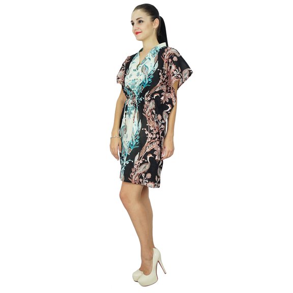 Bimba Women Cotton Caftan Dress Short Beach Cover Up Printed Kaftan