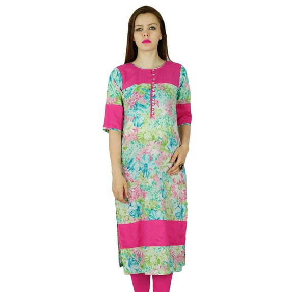 Bimba Women Cotton Kurti 3/4 Sleeve Kurta Long Indian Blouse Tunic