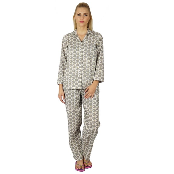 Bimba Women Cotton Night Wear Pajama Set Printed Full Sleeve Shirt with Pyjamas