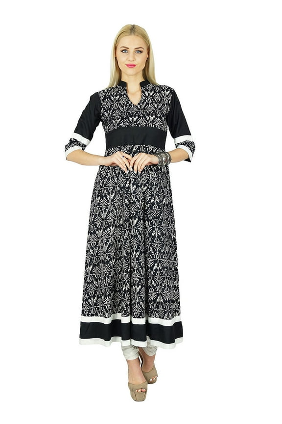 Women Cotton Pink Anarkali custom Kurta Kurti Full Sleeves Tie & Dye Indian Ethnic Blouse