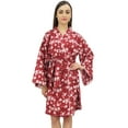 thumbnail image 1 of Bimba Women Cotton Poplin Floral Printed Kimono Robe Bridesmaid Cover Up - 4, 1 of 4