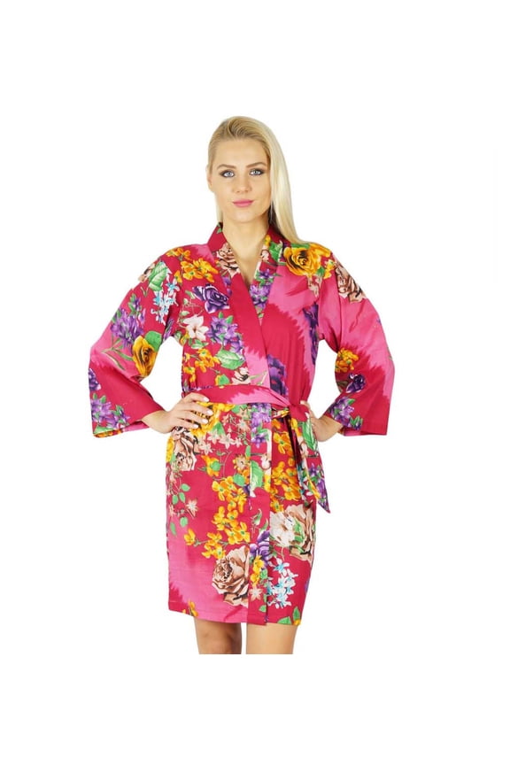 Women Cotton Printed Floral Robe Bridal Bridesmaid Getting Ready