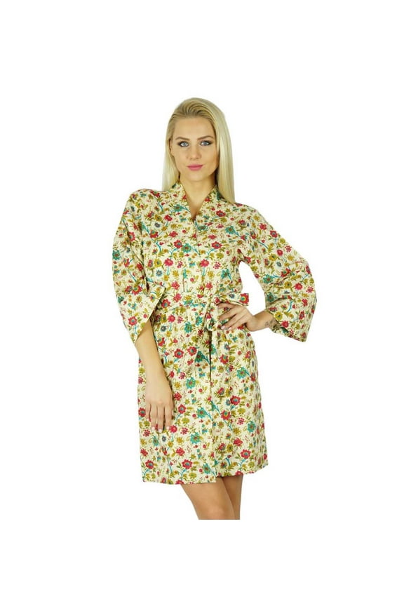 Women Cotton Printed Short Robe Getting Ready Bridesmaid Robes Coverup
