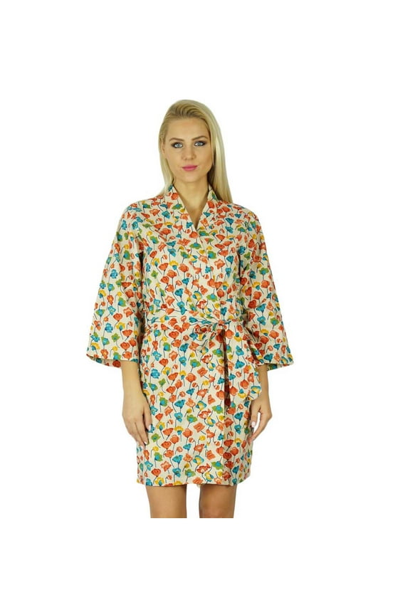 Women Cotton Printed Short Robe Getting Ready Bridesmaid Robes Coverup