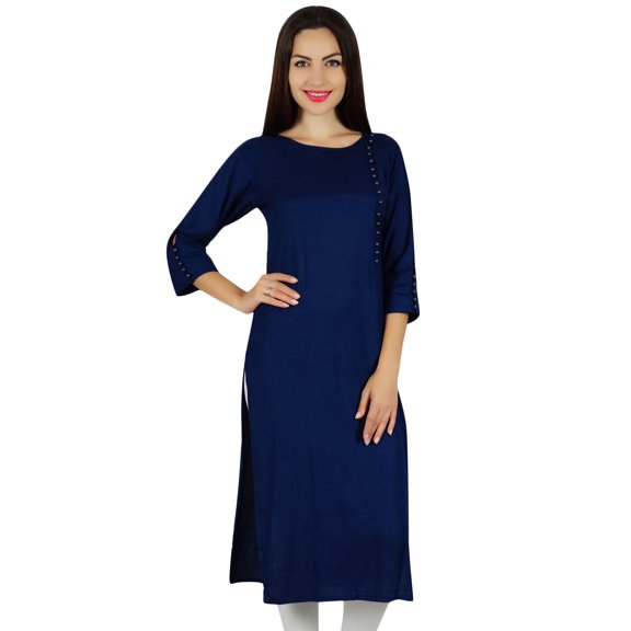 Bimba Women Custom Kurta Designer Kurti 3/4 Sleeve Formal Casual Tunic Blouse