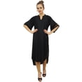 thumbnail image 1 of Bimba Women Designer Black High Low Straight Kurti Dress With Printed Scarf-20, 1 of 8