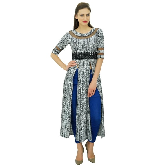 Bimba Women Designer Kurti Front Slit Pattern Kurta Long Dress Indian Clothing