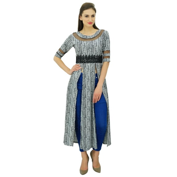 Bimba Women Designer Kurti Front Slit Pattern Kurta Long Dress Indian Clothing