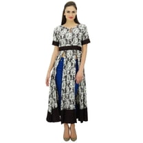 Bimba Women Designer Long Front Slits Kurti Dress Indian Clothing Rayon Tunic Top