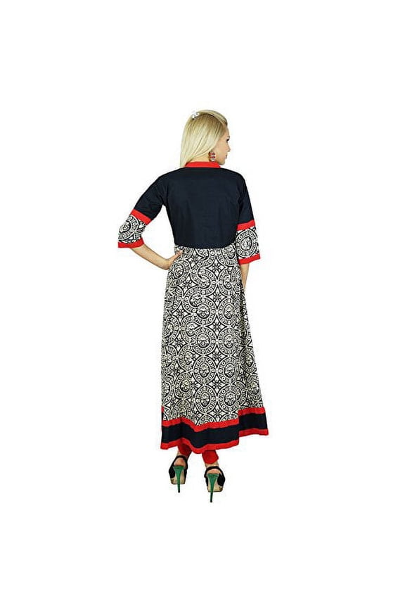 Women Dress Classic A Line Cotton Kurti Anarkali Long Blouse Top