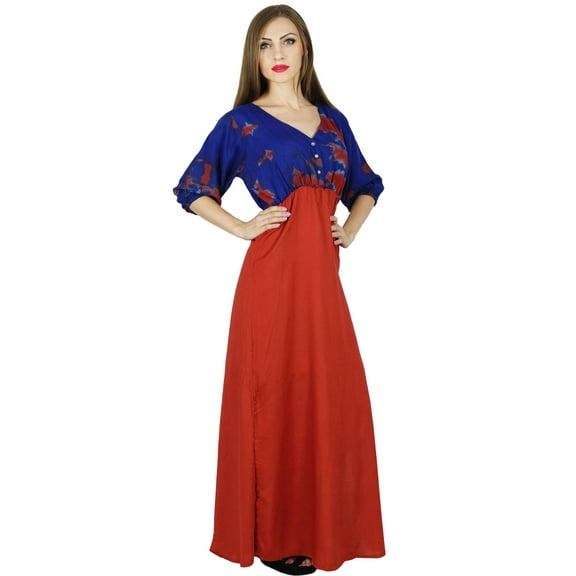Bimba Women Empire Waist Long Maxi Dress 3/4 Sleeve Classy Summer Holiday Gown