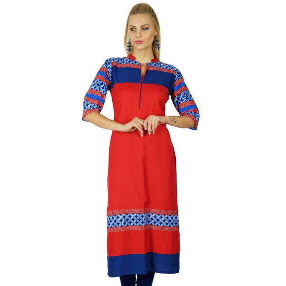 Bimba Women Ethnic Rayon Straight custom Kurti Kurta Long Blouse Chic Top Tunic Indian Clothing.