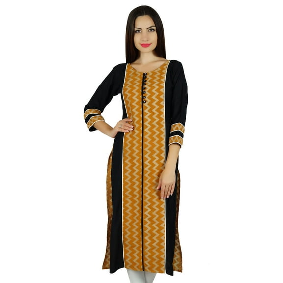 Bimba Women Ethnic Straight Designer Kurti 3/4 Sleeve Tunic Indian Blouse