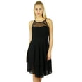 thumbnail image 1 of Bimba Women Exclusive Black Georgette Shift Dress Sheer Chick Prom Dress, 1 of 5