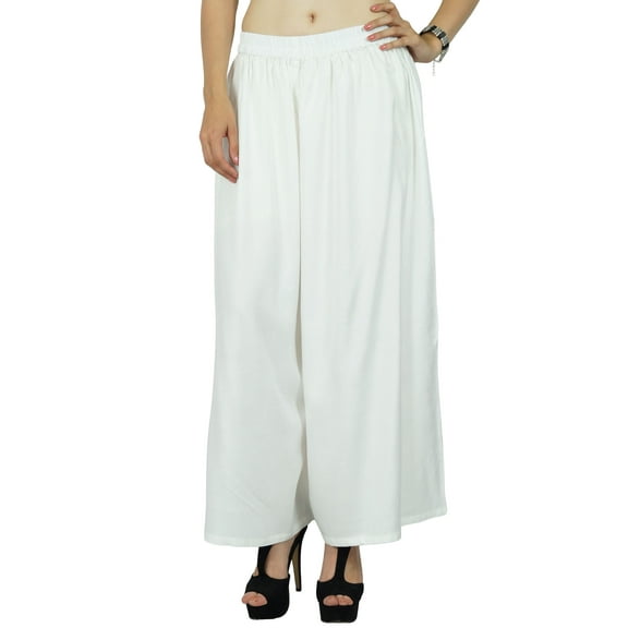 Bimba Women Flaired Rayon Plain Elastic Waist Wide Leg Palazzo Custom Pants