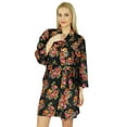 thumbnail image 1 of Bimba Women Floral Black Robe Short Cotton Getting Ready Bridesmaid Robes, 1 of 5