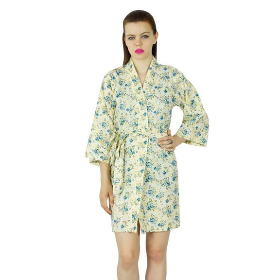 Bimba Women Floral Cotton Custom Short Robe Getting Ready Bridesmaid Robe CoveUp