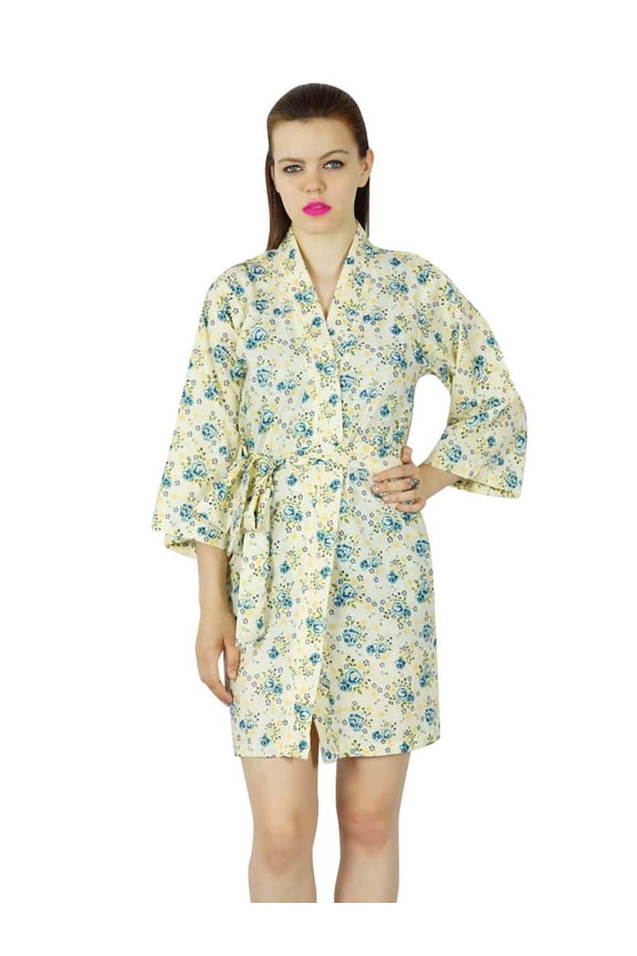 Women Floral Cotton Custom Short Robe Getting Ready Bridesmaid Robe CoveUp