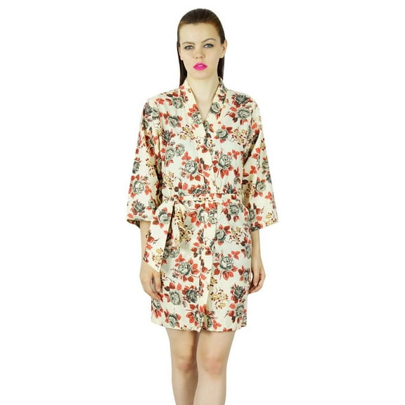 Bimba Women Floral Cotton Custom Short Robe Getting Ready Bridesmaid Robe CoveUp