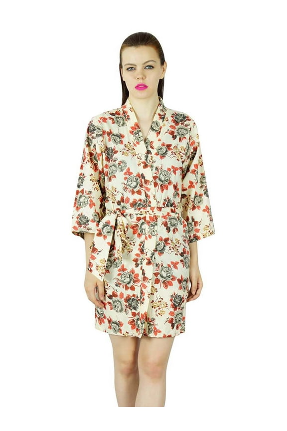 Women Floral Cotton Custom Short Robe Ready Bridesmaid Robe CoveUp