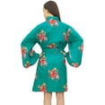 thumbnail image 1 of Bimba Women Floral Print Robe With Belt Teal Green Kimono Sleepwear Cover Up - 20, 1 of 3