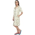 thumbnail image 1 of Bimba Women Floral Printed Short Sleeve Brown Sleepshirt Nightwear With Pockets - 14, 1 of 5