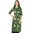 thumbnail image 1 of Bimba Women Floral Rayon Kurta Kurti 3/4 Sleeve Formal Casual Indian Tunic Blouse, 1 of 6