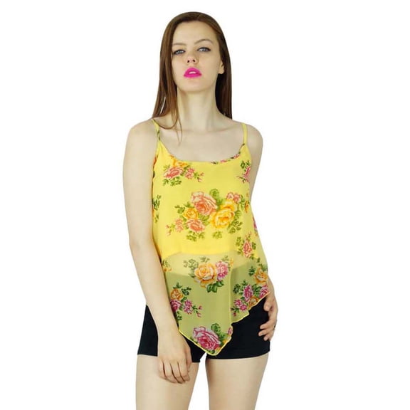 Bimba Women Floral custom Crop Top Speghatti Strap Blouse Holiday Clothing