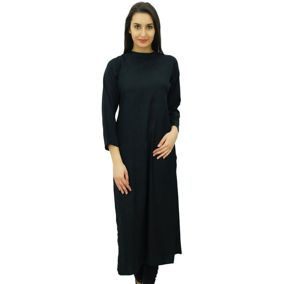 Bimba Women Full Sleeve Straight Kurta Ethnic Rayon Kurti Plain Long Tunic