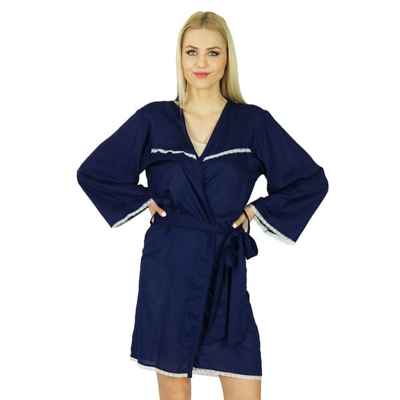 Bimba Women Getting Ready Bridesmaid Robes Blue Rayon Short Robe