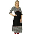 thumbnail image 1 of Bimba Women Indian Black Tunic 3/4 Sleeve Rayon Kurta Kurti Casual Summer Top, 1 of 6