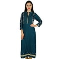 thumbnail image 1 of Bimba Women Indian Designer Kurta Kurti Boho Collar Neck Custom Blouse, 1 of 6