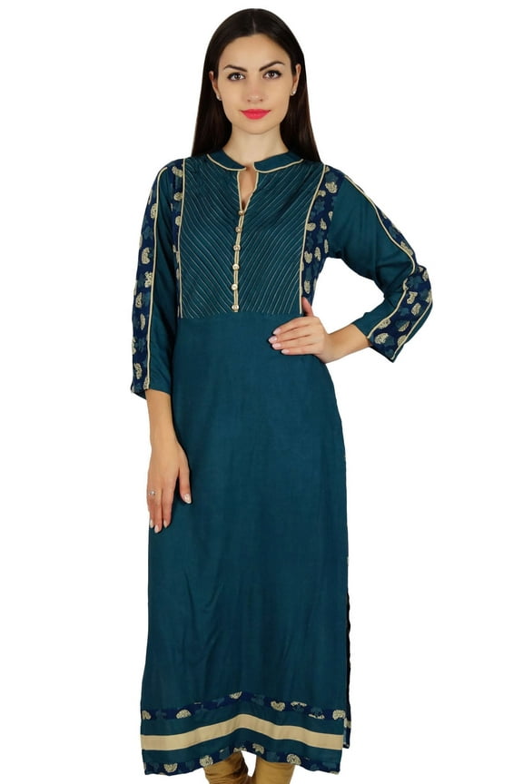 Women Indian Designer Kurta Kurti Boho Collar Neck Custom Blouse