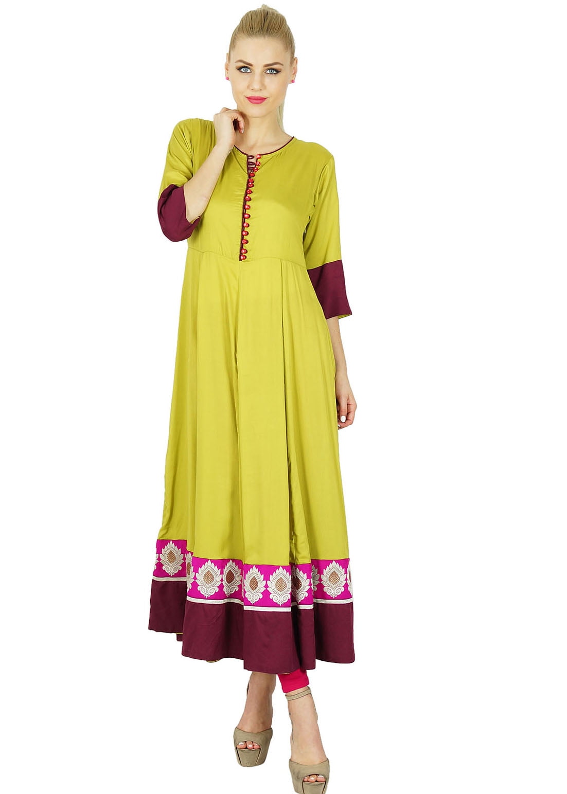 Bimba Women's Net Anarkali Kurta Kurti Indian Ethnic Designer Wear Dress, White