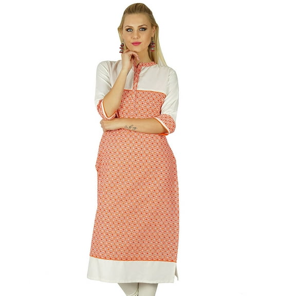 Bimba Women Indian Tunic 3/4 Sleeve Cotton custom Kurta Kurti Casual Summer Top