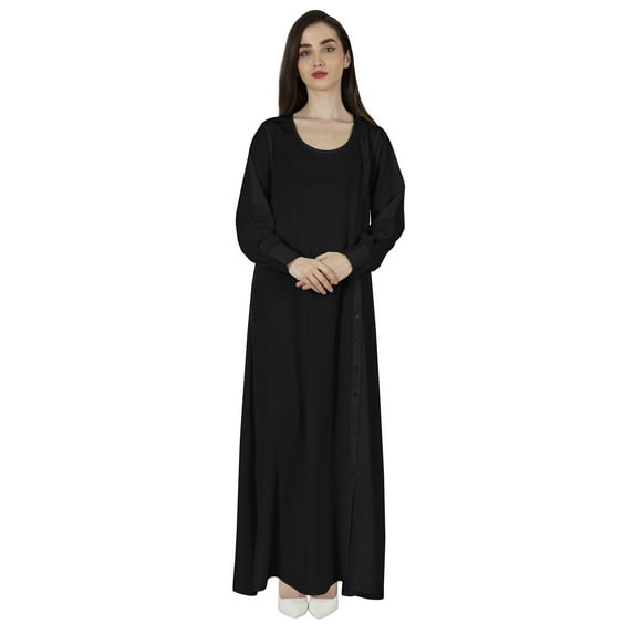 Bimba Women Islamic Prayer Dress With Hijab Cuff Sleeves Traditional Muslim Abaya Dresses